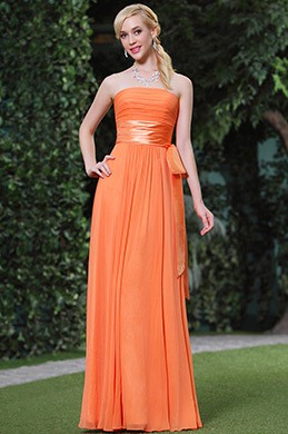 Simple Elegant Strapless Pleated Evening Dress
