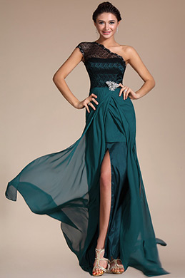 2014  Nouveauté Charmante Une Bretelle Jupe Fendue Dentelle Robe de Soirée