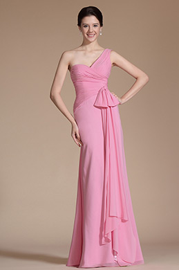 One Shoulder Pleat Fitted Evening Dress/ Formal Gown