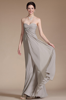 2014 Nouveauté Gris Bustier Plissé A-Ligne Robe de Soirée/Bal