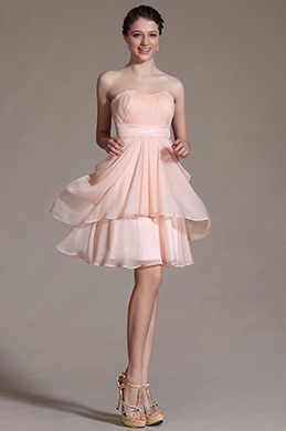 Sweetheart Pink Pleated Bridesmaid Dress Cocktail Dress