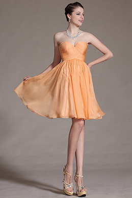 2014 Neu Orange Einfach Süß Herz Ausschnitt Brautjungerkleid