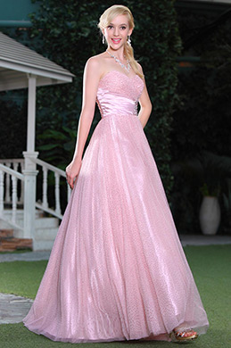 Fluffy Pink A-line Sweetheart Neck Formal Dress Ball Gown