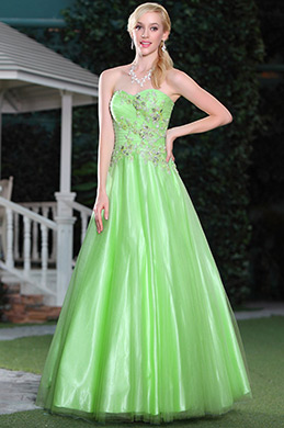 Robe de bal princesse sans bretelle verte de pomme Robe de bal princesse sans bretelle verte de pomme