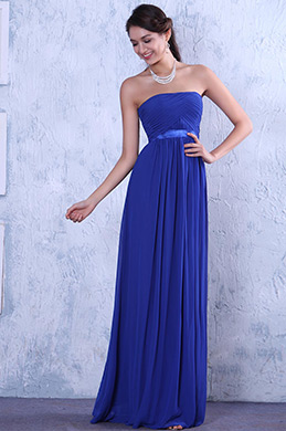 Strapless A-line Pleated Evening Dress Bridesmaid Dress