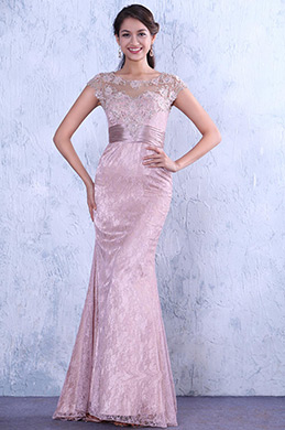 Romantic Beaded Lace Applique Open Back Evening Gown Mother of the Bride Dress Romantic Beaded Lace Applique Open Back Evening Gown Mother of the Bride Dress