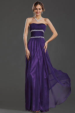 Robe de Soirée Longue Sans Bretelle Taille Empire