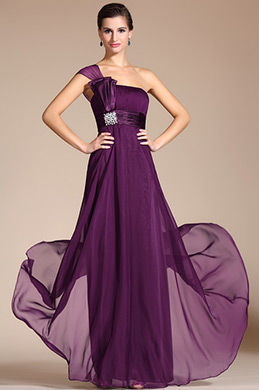Robe de Soirée/Demoiselle d'honneur violette asymétrique A-line
