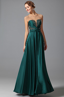 Fantástico Verde Vestido para Graduación Delicados Cristales