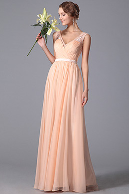 Elegant Ärmelloses Spitze Schulter Brautjungfer Kleid