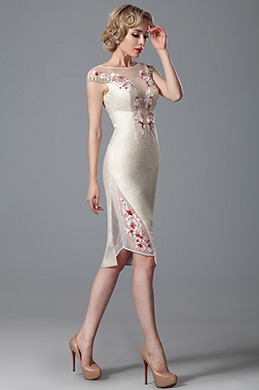 Cap Sleeves Formal Dress With Embroidery Details