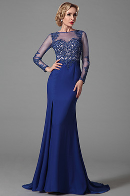 Long Sleeves Evening Gown With Lace Applique