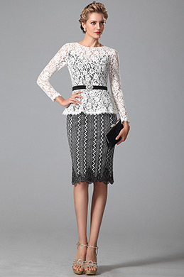 Blanco Vestido para Madre de la Novia Formal Largas Mangas