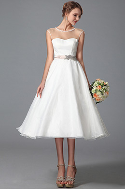 Trägerlos Schier Top Hochzeitskleid Tee Länge