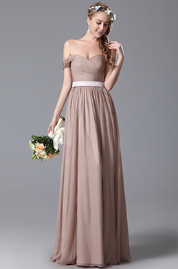 Vestido para Dama de Honor Plisado Corpiño Hombros Caidos
