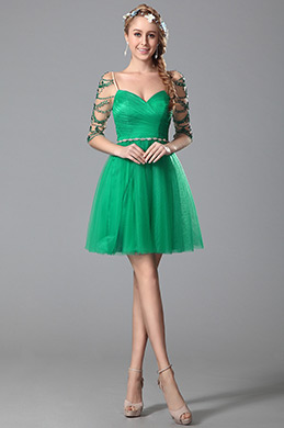 Flattering Sweetheart Neck Half Sleeves Cocktail Dress