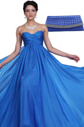 Strapless Blue Evening Dress + Blue Handbag Set