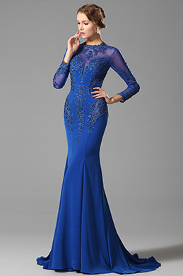 Long Sleeves Lace Evening Dress Formal Gown