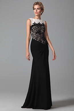 Ärmellos Spitze Bodenlang Abendkleid Formal Kleid