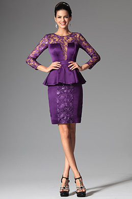 Robe de Cocktail/Soirée Péplum Chic et Sexy Manches en Dentelle Robe de Cocktail/Soirée Péplum Chic et Sexy Manches en Dentelle