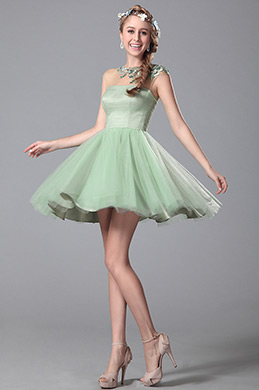 Light Green Beaded Embroidery Homecoming Dress Party Dress