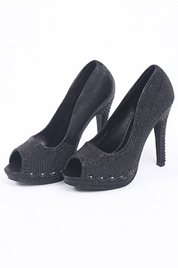 Stylish Black Peep Toe High Heels