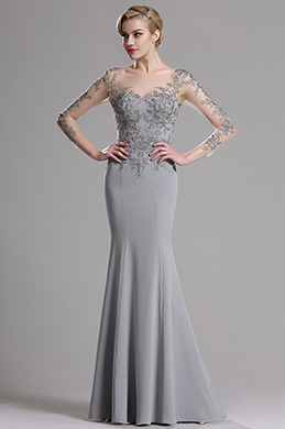 Illusion Kragen Floral Intarsie Ball Abendkleid