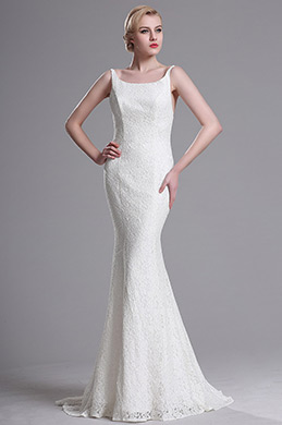 White Straped Mermaid Wedding Dress