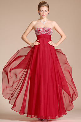 New Charming Red Strapless A-line Evening Dress