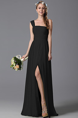 One Shoulder Slit Black Bridesmaid Dress Evening Dress One Shoulder Slit Black Bridesmaid Dress Evening Dress