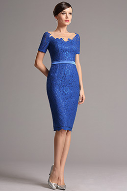 Short Sleeves Royal Blue Lace Mother of the Bride Dress Short Sleeves Royal Blue Lace Mother of the Bride Dress