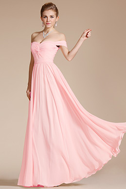Off Shoulder Pink Evening Dress Bridesmaid Dress