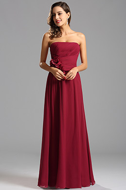 Ärmellos Ruched Bordeaux Formal Kleid Brautjungferkleid