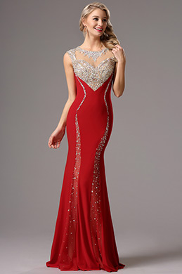Herrlich rot formal Abendkleid mit Perlen-Details