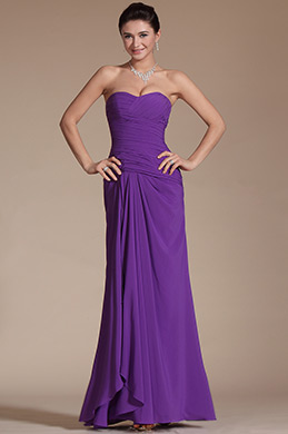 New Purple Strapless Pleated Evening Dress New Purple Strapless Pleated Evening Dress