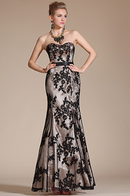 Black Lace Sweetheart Mermaid Prom Gown