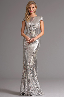 Robe de soirée avec sequins d'argent noir