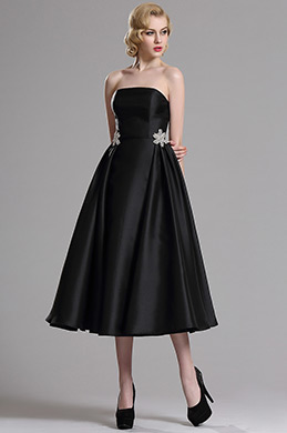 Black Strapless Pleated Cocktail Party Dress Black Strapless Pleated Cocktail Party Dress