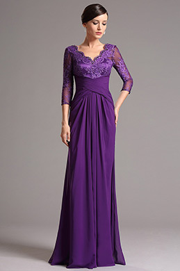 Encaje Traje para Madre de La Novia Purpura
