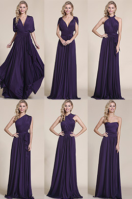 Convertible Elegant Purple Evening Dress Bridesmaid Dress