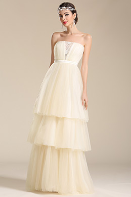 Vestido de Novia Crema Multi Capas en Tul
