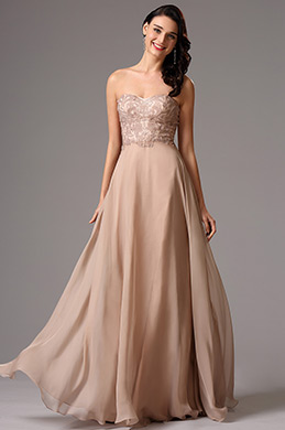 Strapless Lace Bodice Prom Ball Dress
