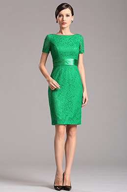 Short Sleeves Overlace Green Party Dress Cocktail Dress