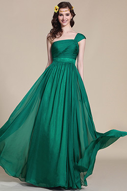 Vestido de Dama de Honor Una Línea Verde Oscuro Vestido de Dama de Honor Una Línea Verde Oscuro