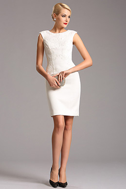 Robe de Cocktail Cap Manches Blanche Élégant Robe de Cocktail Cap Manches Blanche Élégant