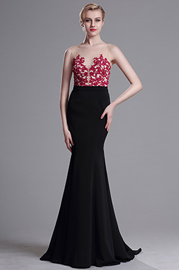 Illusion Neckline Sleeveless Mermaid Dress