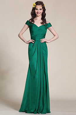 Off Shoulder Dark Green Evening Gown Bridesmaid Dress