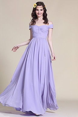 Robe de demoiselle d'honneur longue lilas épaules dénudées Robe de demoiselle d'honneur longue lilas épaules dénudées