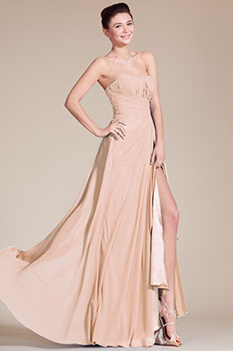 Strapless Sweetheart Slit Rosy Brown Bridesmaid Dress