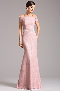 Anmutig Auf-Schulter Spitze Abendkleid Brautjungferkleid